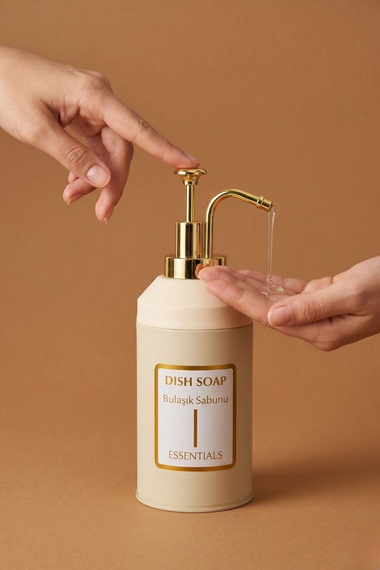 Standlı Sıvı Sabunluk Seti | El Sabunu  Bulaşık Sabunu | Metal Stant | 350 ML | Metal