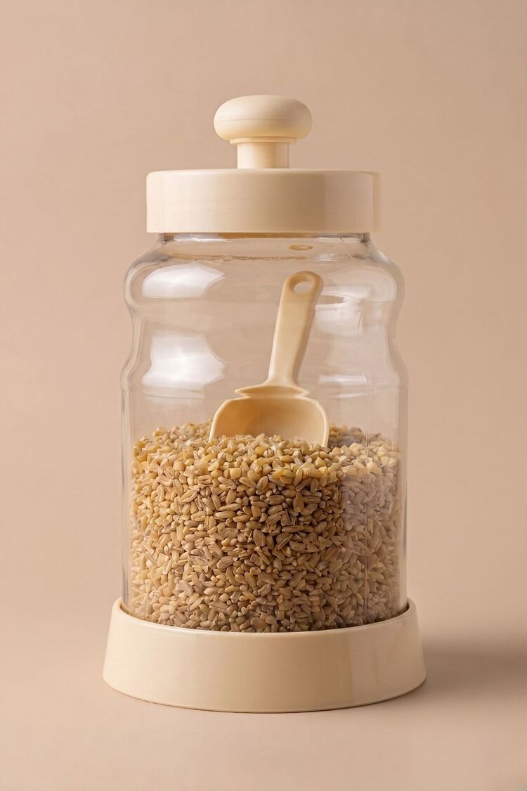 3’Lü Set Cam Saklama Kabı | Cam Bakliyat Saklama Kabı | Büyük Boy Erzak Kabı 2650 ML | Kürekli