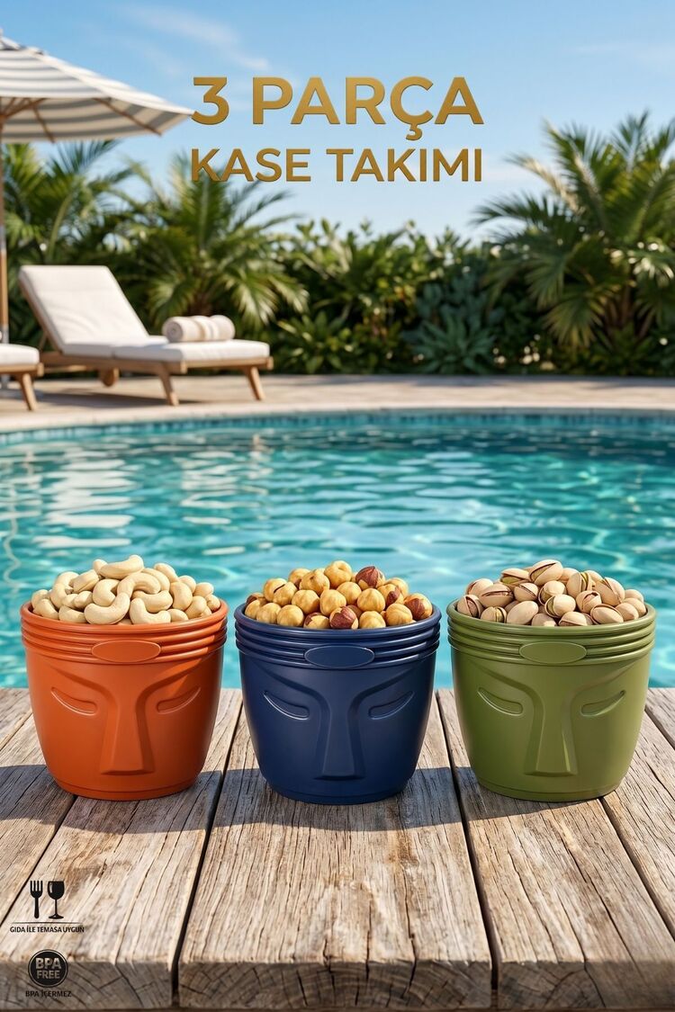 3 Parça Dekoratif Kase Takımı | Çerezlik Atıştırmalık Sunum Kasesi | BPA Free