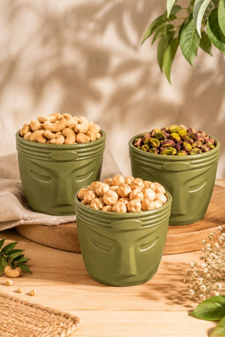 3 Parça Dekoratif Kase Takımı | Çerezlik Atıştırmalık Sunum Kasesi | BPA Free