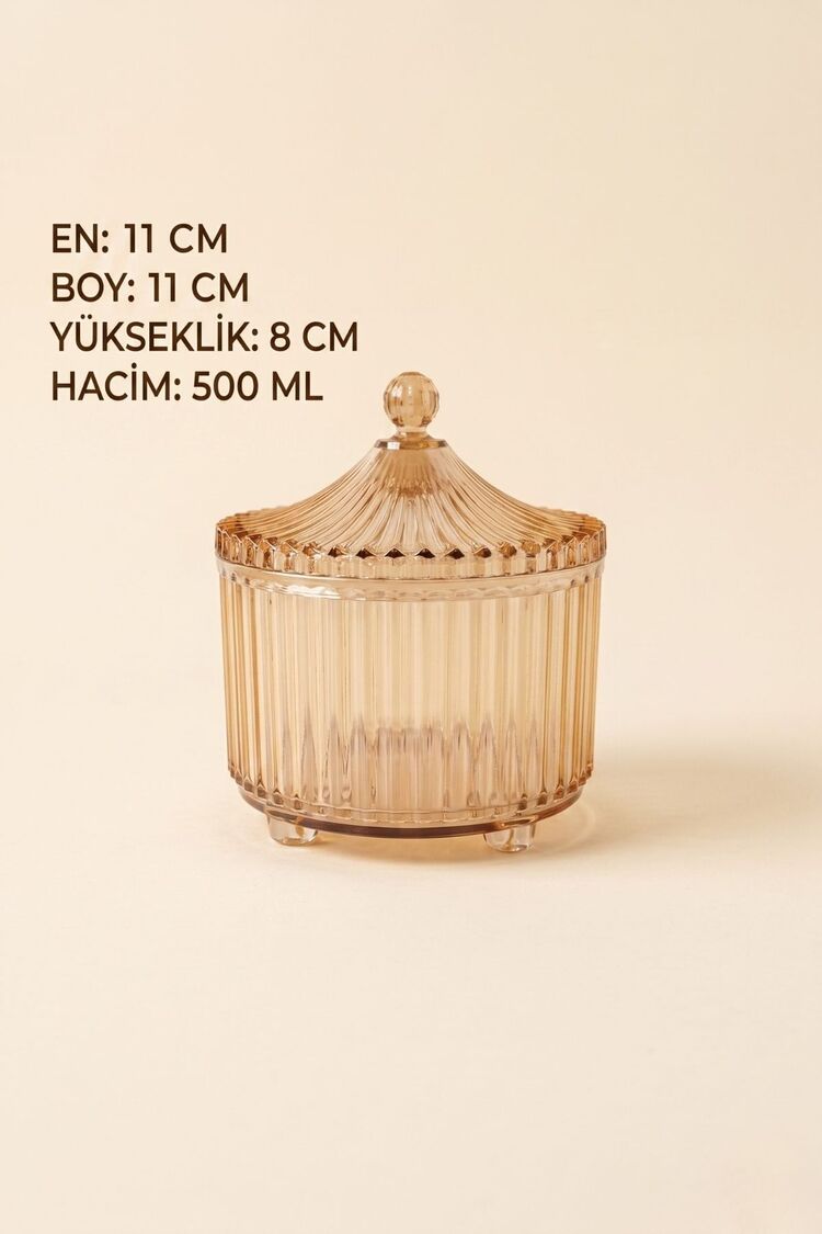 Ayaklı Kapaklı Akrilik Şekerlik Sunumluk 2'li Set | Lokumluk Çok Amaçlı Şık Sunumluk | 500 ML | 