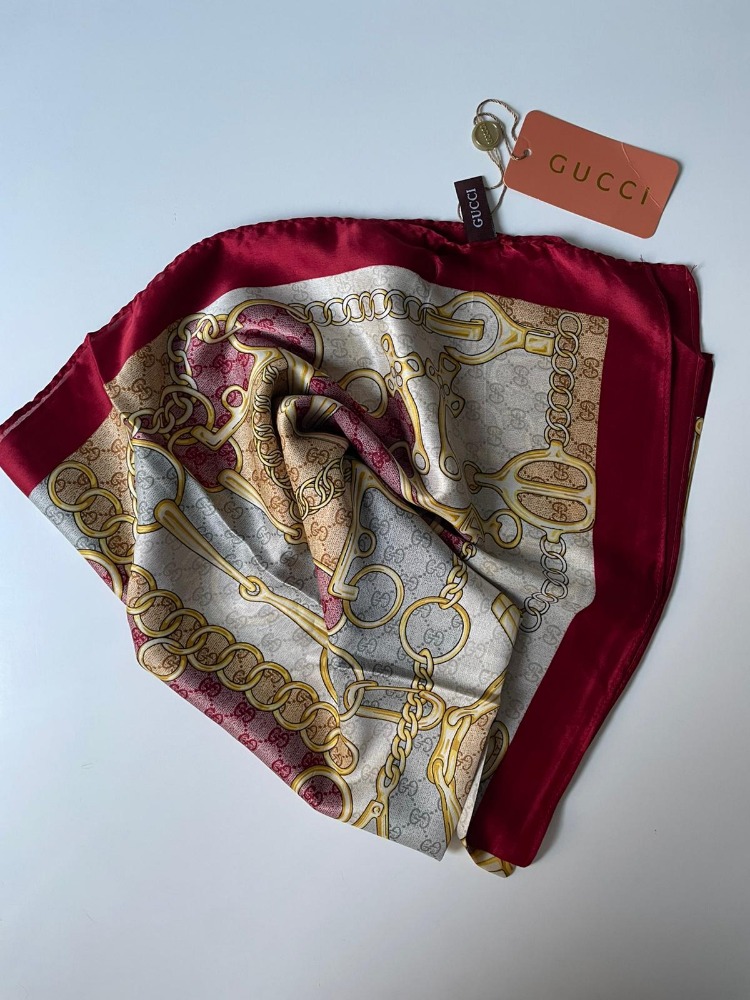 Gucci Vual İpek Zincir Desen Şal
