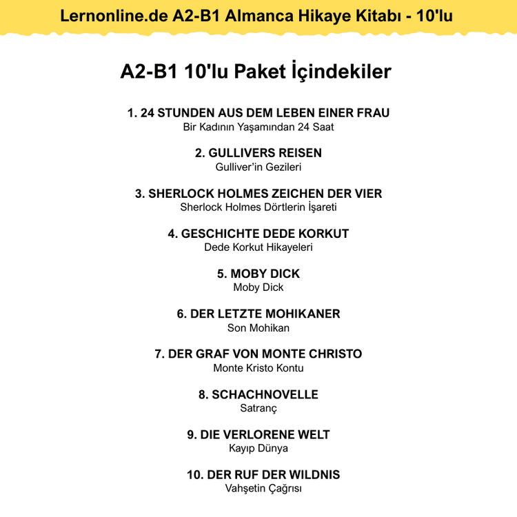 10'lu - Lernonline.de A2-B1 Almanca Hikaye Kitabı