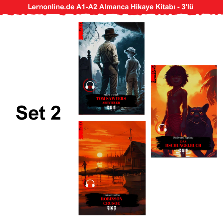 3'lü - Lernonline.de A1-A2 Almanca Hikaye Kitabı 