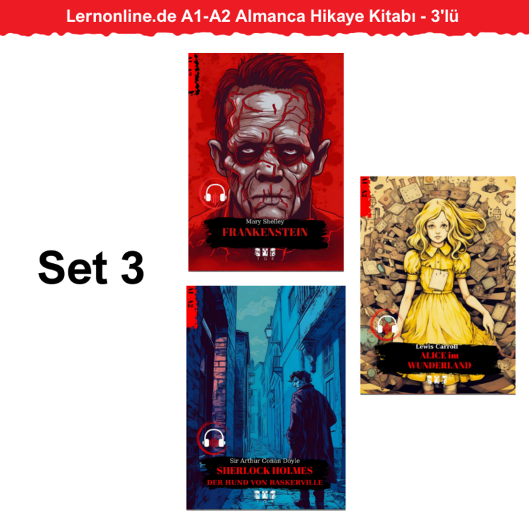 3'lü - Lernonline.de A1-A2 Almanca Hikaye Kitabı 