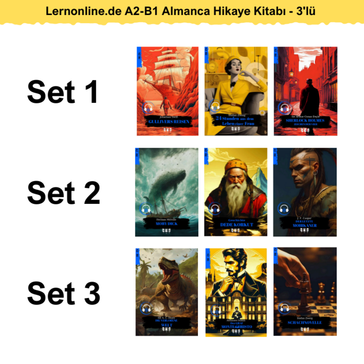 3'lü - Lernonline.de A2-B1 Almanca Hikaye Kitabı