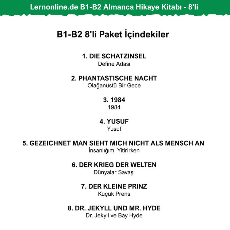 8'li - Lernonline.de B1-B2 Almanca Hikaye Kitabı