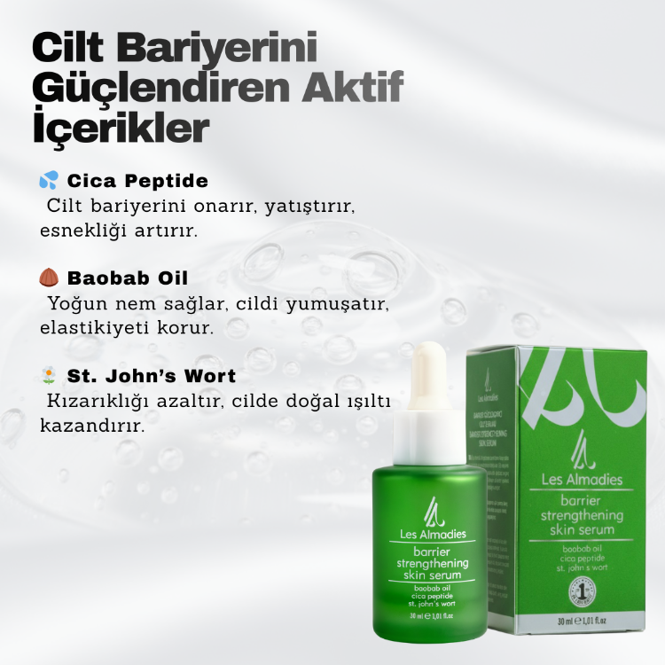 Bariyer Güçlendirici ve Nemlendirici Cilt Serumu 30 ml (Cica Peptit + Baobab Yağı)