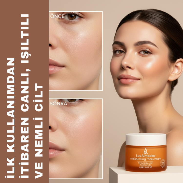 Su Bazlı Nemlendirici Yüz Kremi | Hyaluronik Asit + Niacinamide + Üzüm Çekirdeği Yağı