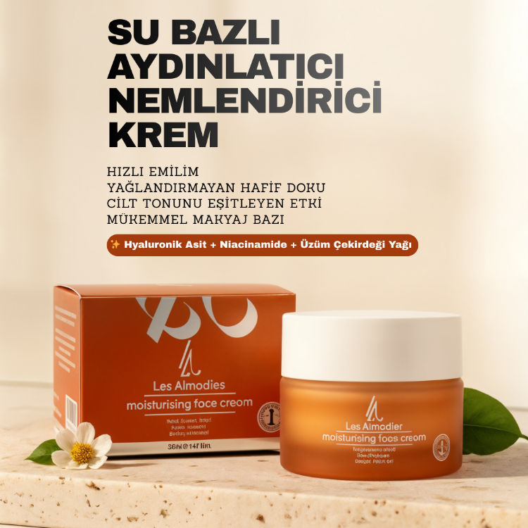 Su Bazlı Nemlendirici Yüz Kremi | Hyaluronik Asit + Niacinamide + Üzüm Çekirdeği Yağı