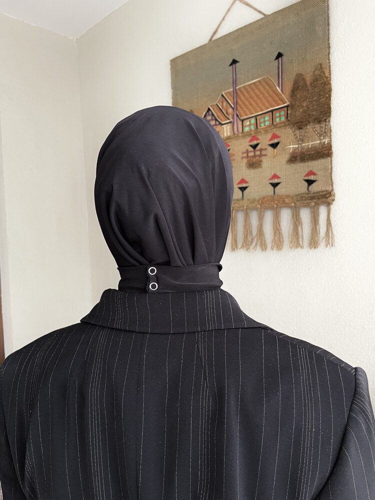 ÇITÇITLI HİJAB BONE-Siyah