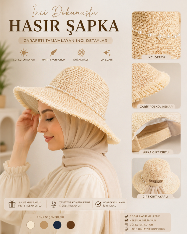 BÜYÜK BEDEN IŞILTILI HASIR ŞAPKA
