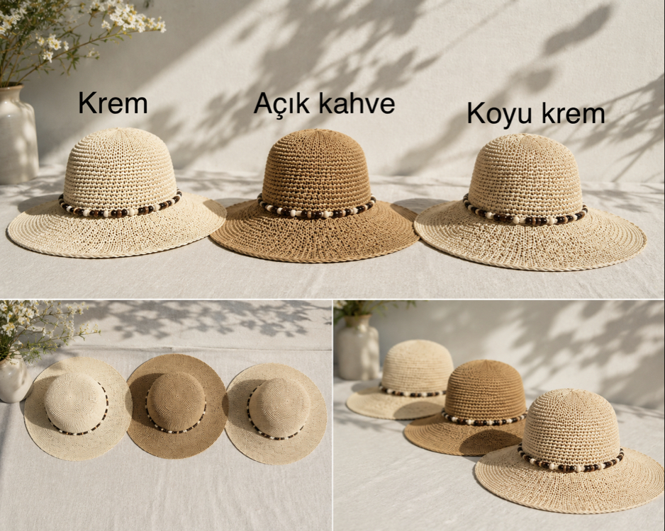 BOHEM EL ÖRGÜSÜ HASIR ŞAPKA