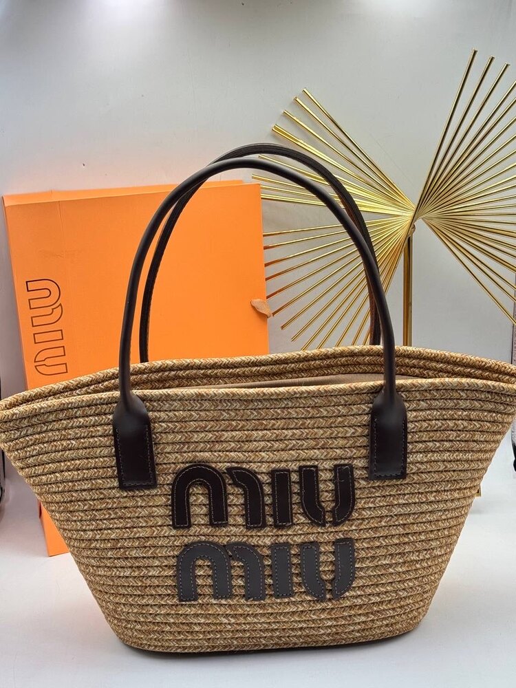 Miu Miu Woven Straw Çanta (5 Renk)