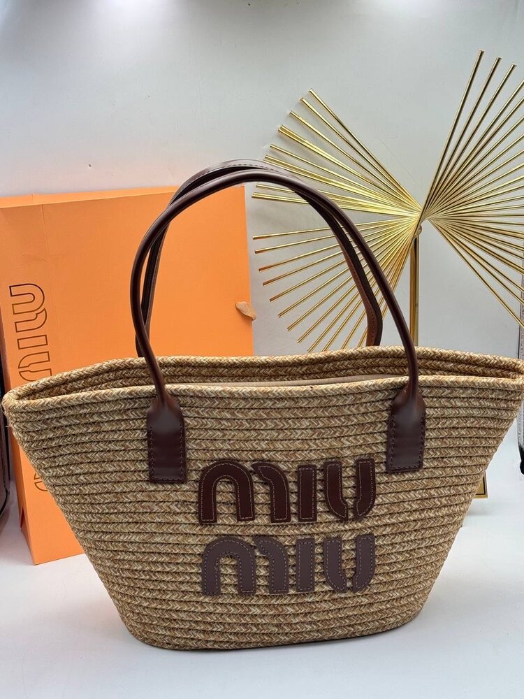 Miu Miu Woven Straw Çanta (5 Renk)