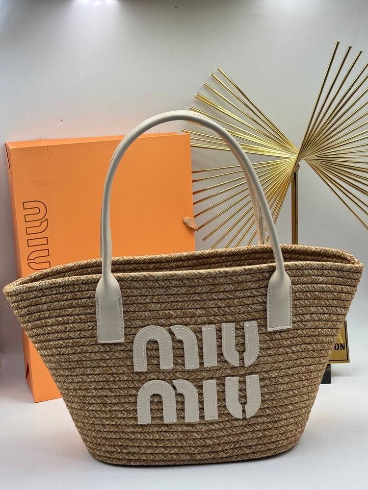 Miu Miu Woven Straw Çanta (5 Renk)