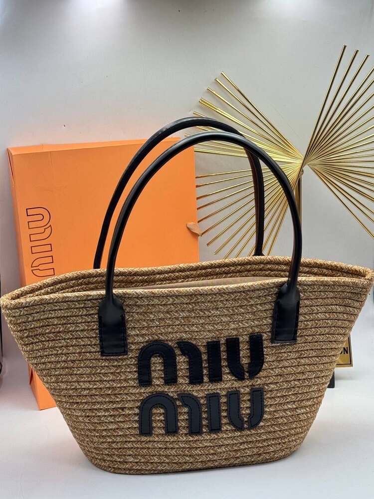 Miu Miu Woven Straw Çanta (5 Renk)