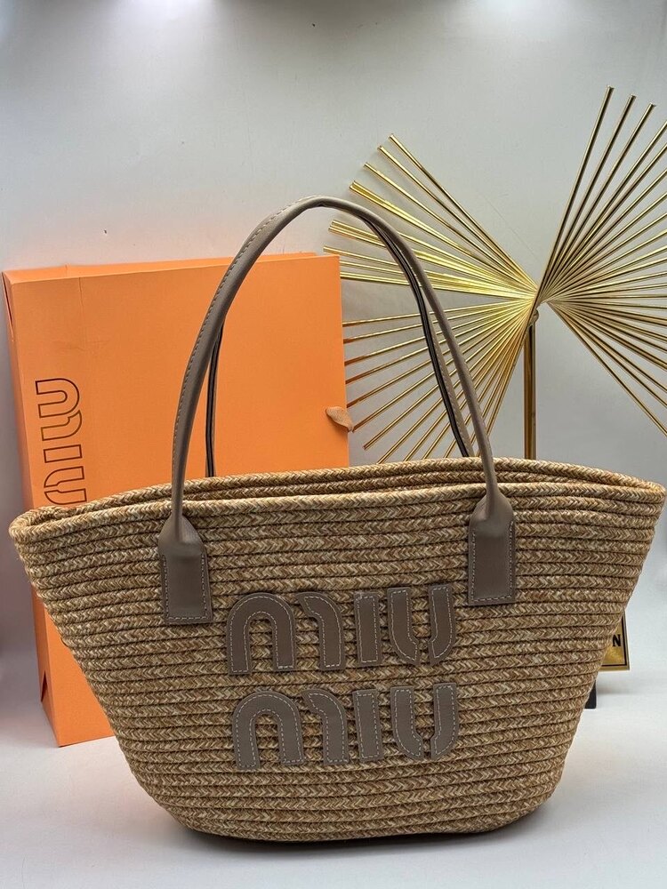 Miu Miu Woven Straw Çanta (5 Renk)
