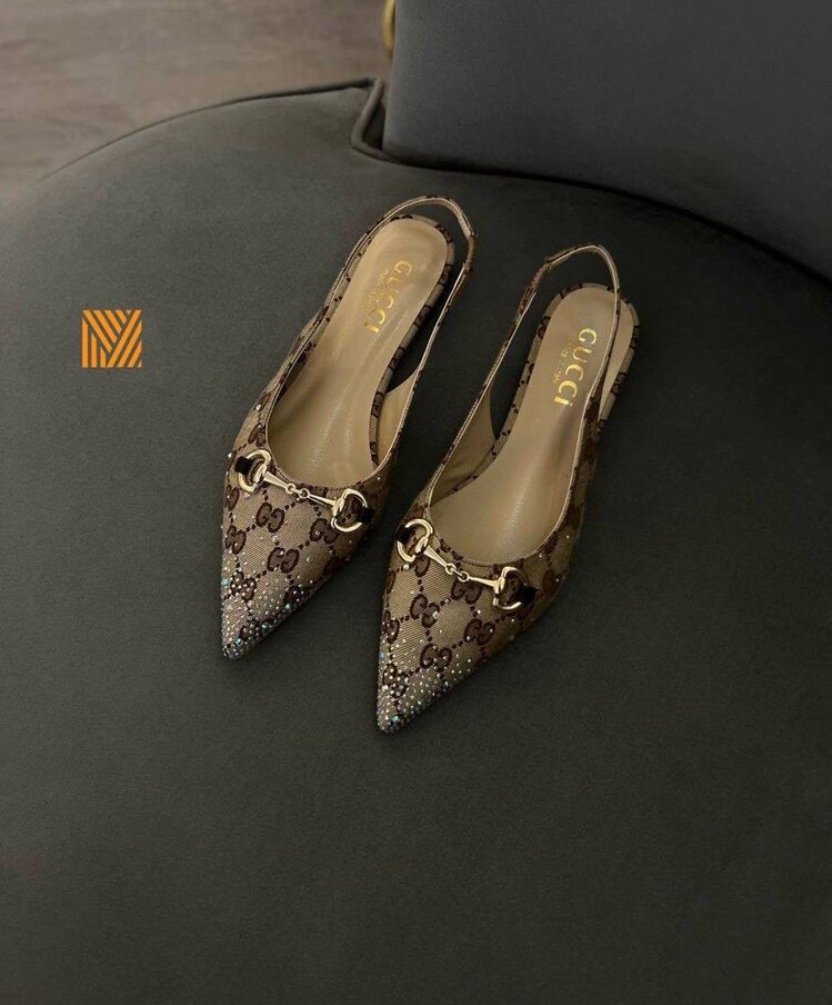 Gucci Arkası Bantlı Taşlı Babet