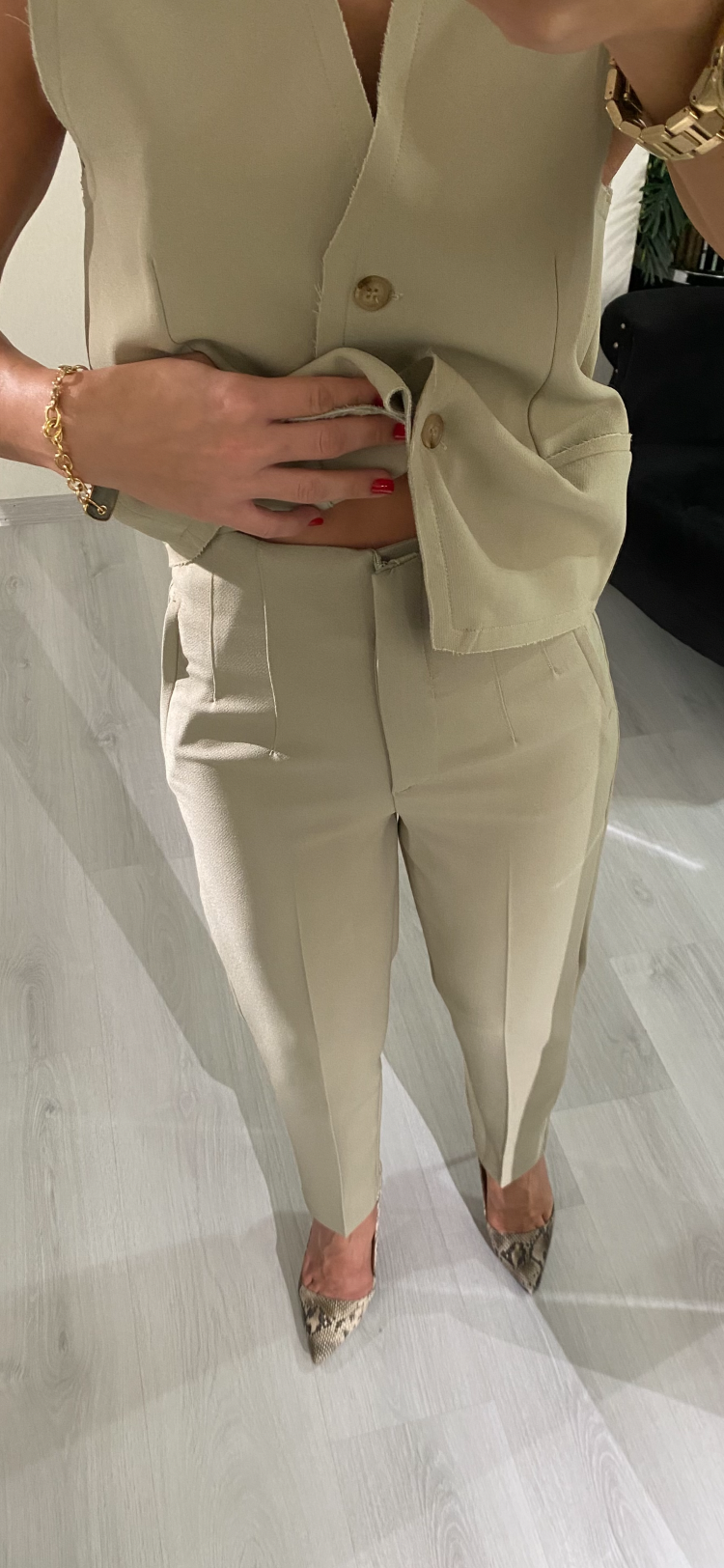 Haki ZR model Yüksel Bel Pensli Pantolon