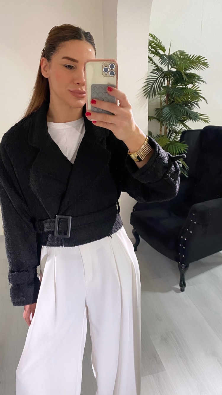 Siyah Chanel Kumaş Astarlı Düğmeli Ceket