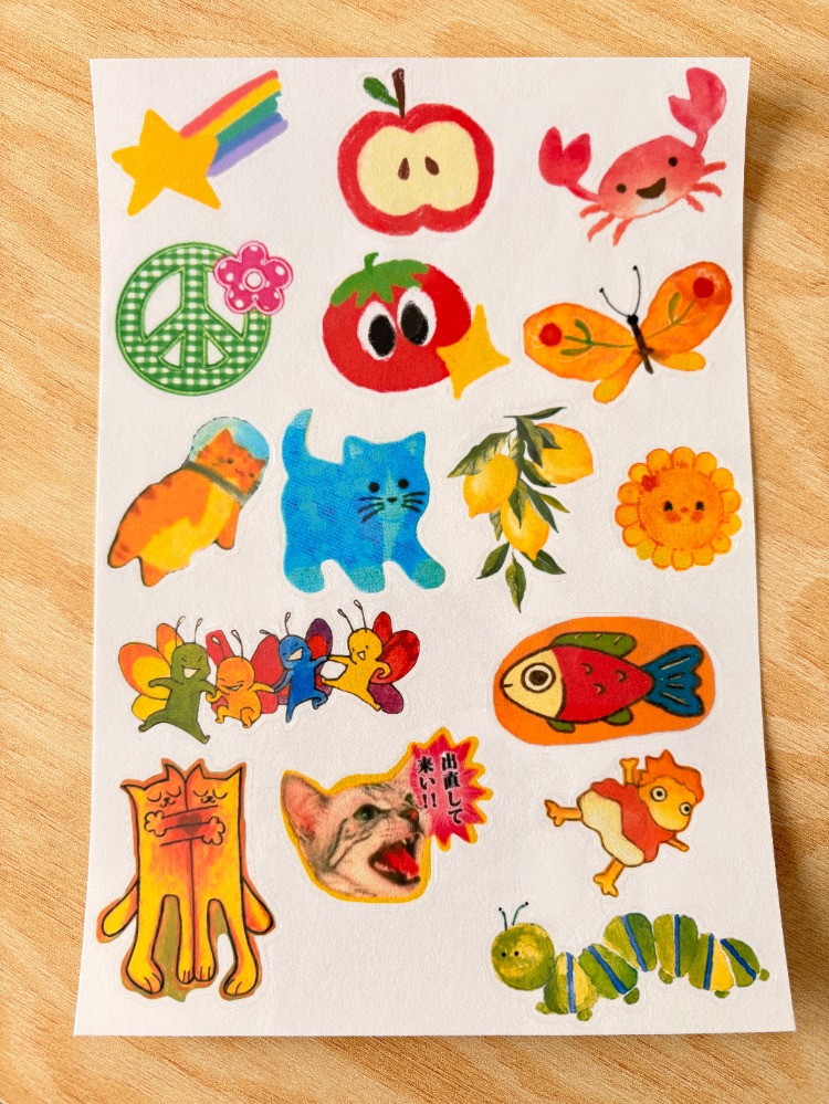 Watercolor Sevimli Sticker Seti
