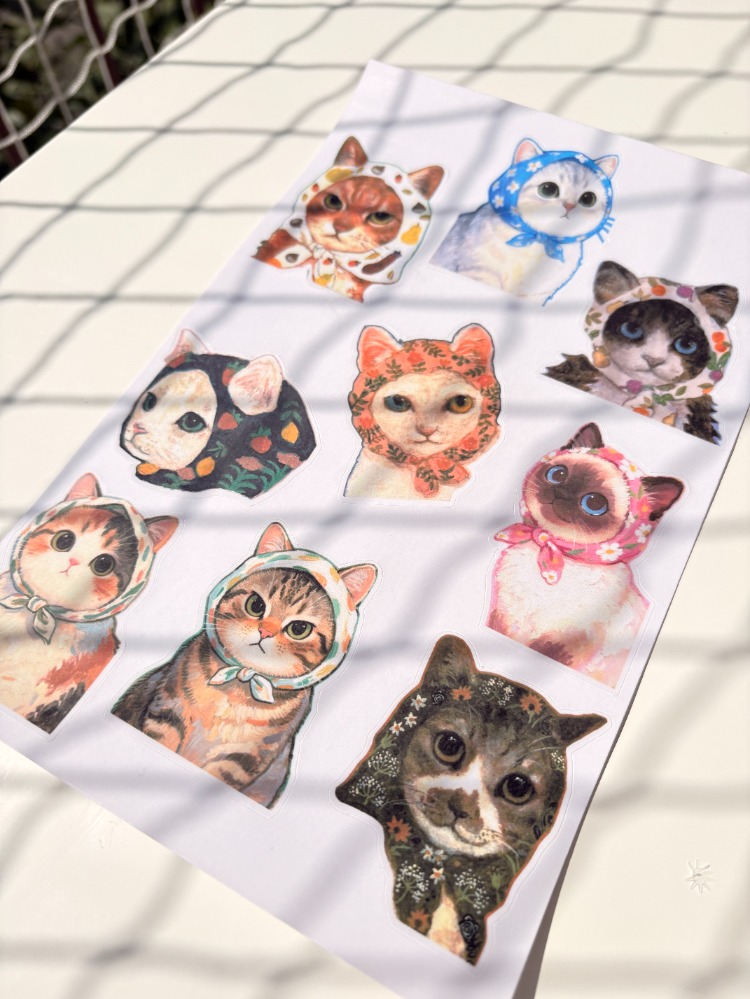 Vintage Kedi Sticker Seti