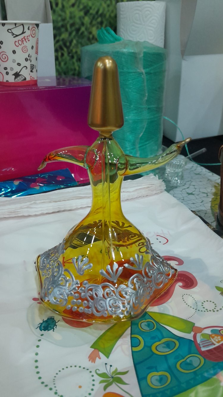 Sarı Semazen Yaldızlı Gümüş İşlemeli