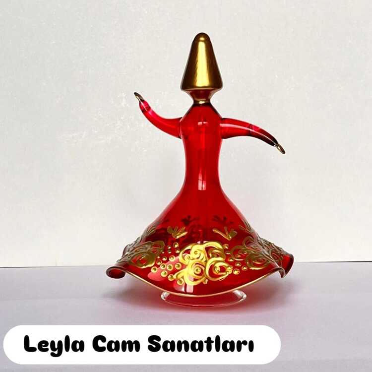 CAM SEMAZEN KIRMIZI RENK Yaldızlı İşlemeli