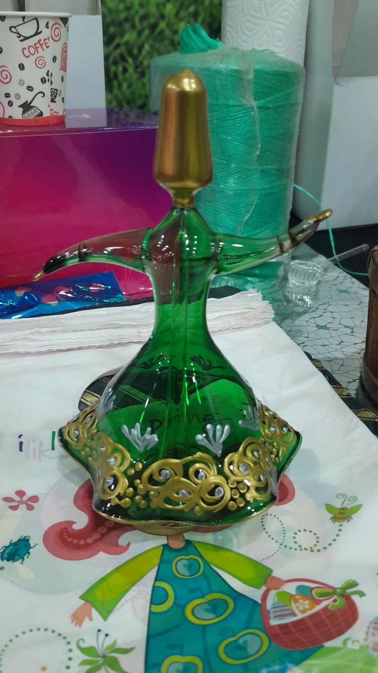 Yeşil Semazen Yaldızlı İşlemeli 
