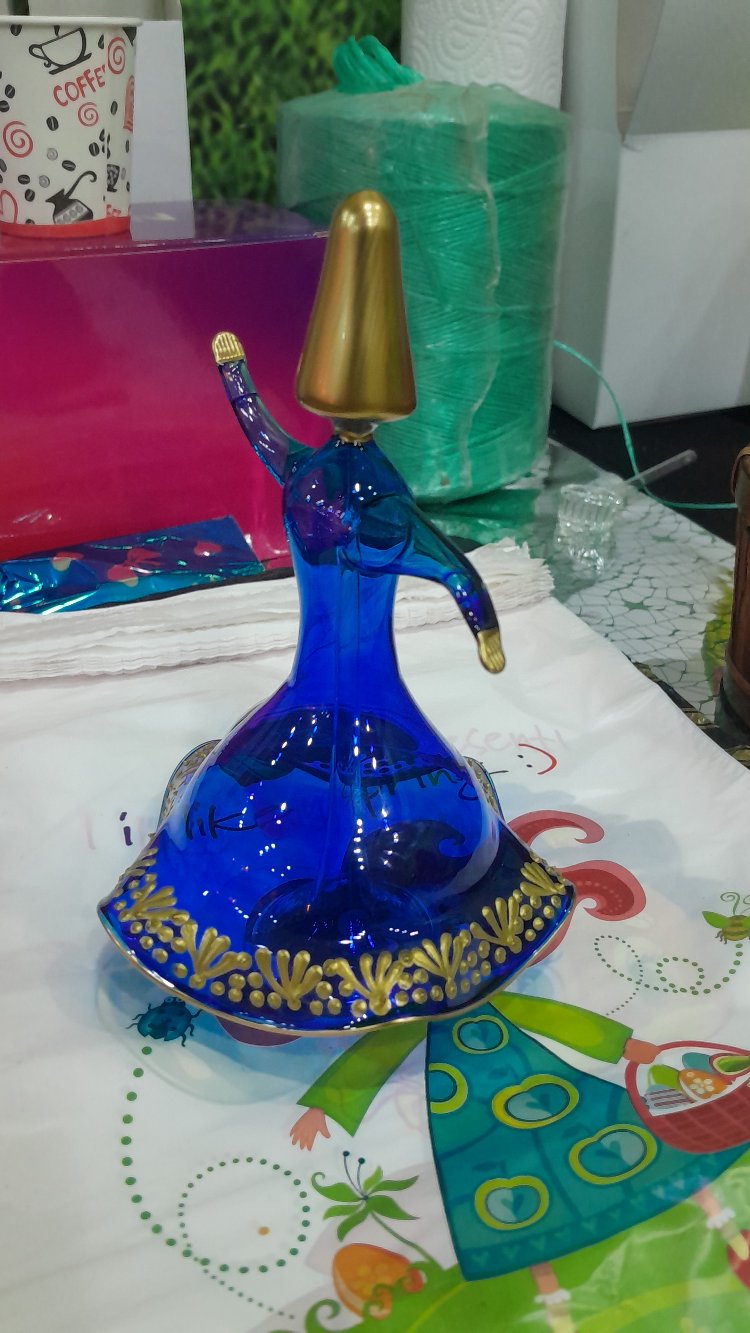 Mavi Semazen Yaldızlı İnce Çizimli