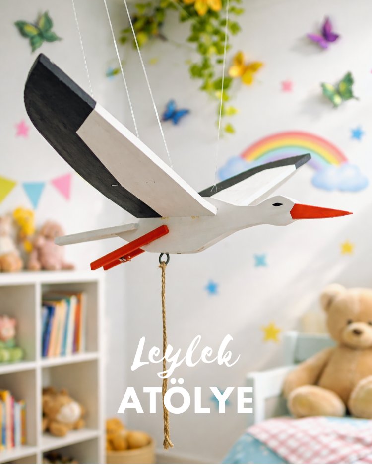 Ahşap Hareketli Leylek Dekor