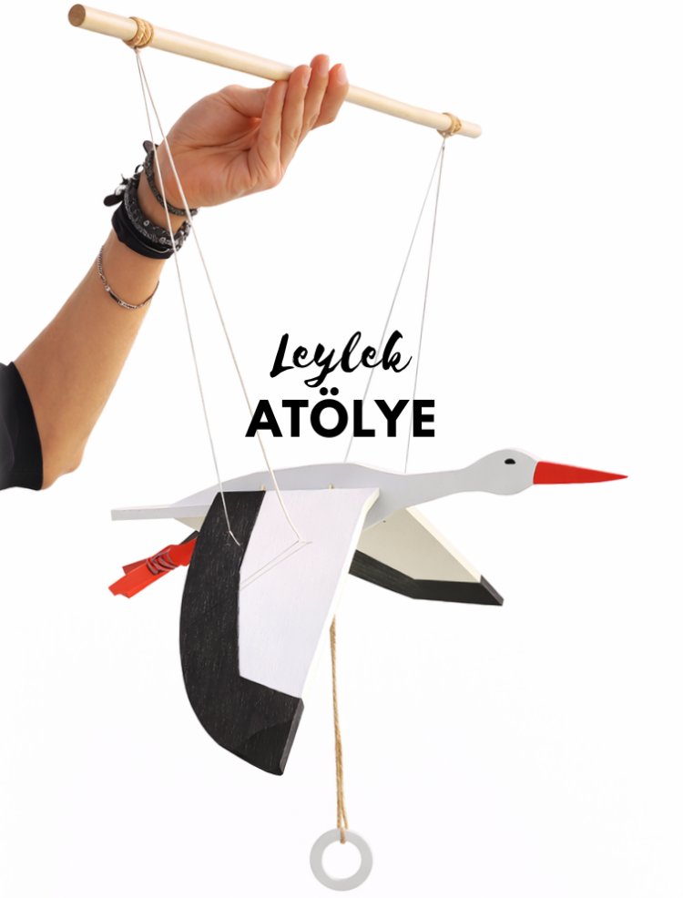 Ahşap Hareketli Leylek Dekor