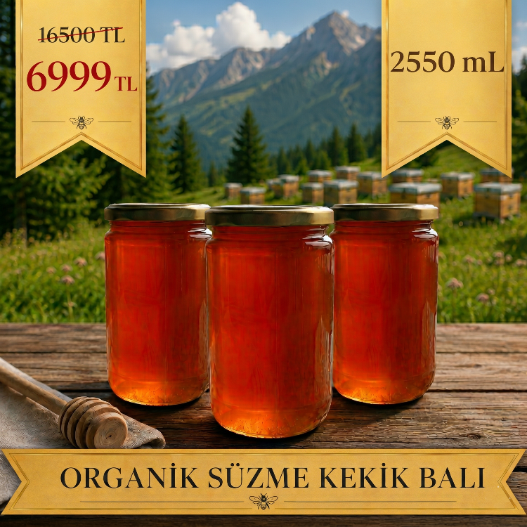 ÜÇLÜ SÜPER PAKET - 2550 gr Organik Süzme Kekik Balı