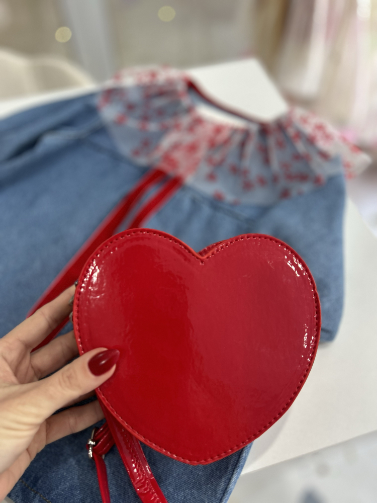 Denim tül yakalı elbise