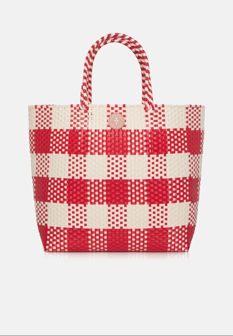 Sorbet Island- Woven Tote Bag/ Red