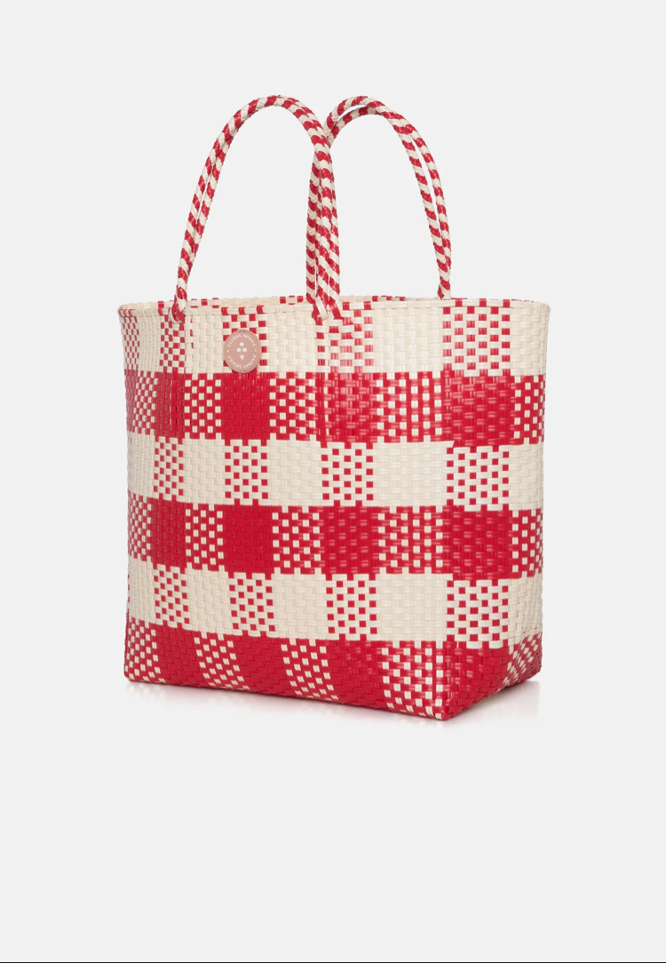 Sorbet Island- Woven Tote Bag/ Red