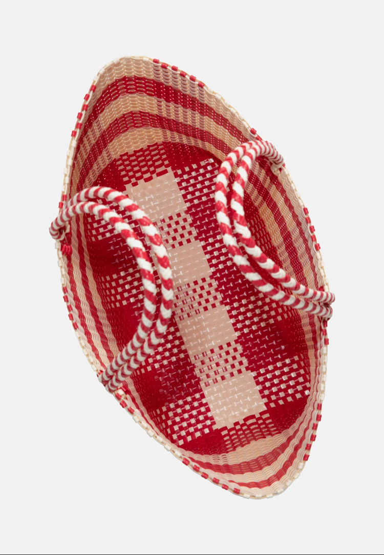 Sorbet Island- Woven Tote Bag/ Red