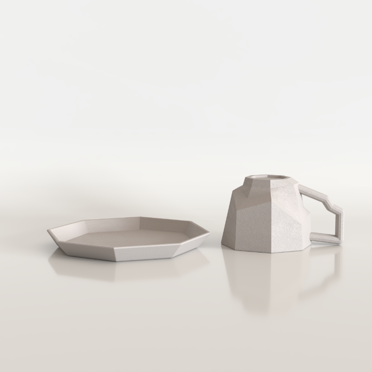 LSET-014 GEOMETRİK FİNCAN KULP TABAK ALÇI KALIP SETİ