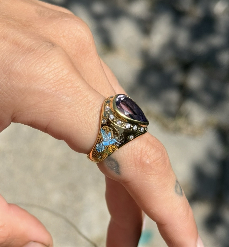 Amethyst nightingale yüzük