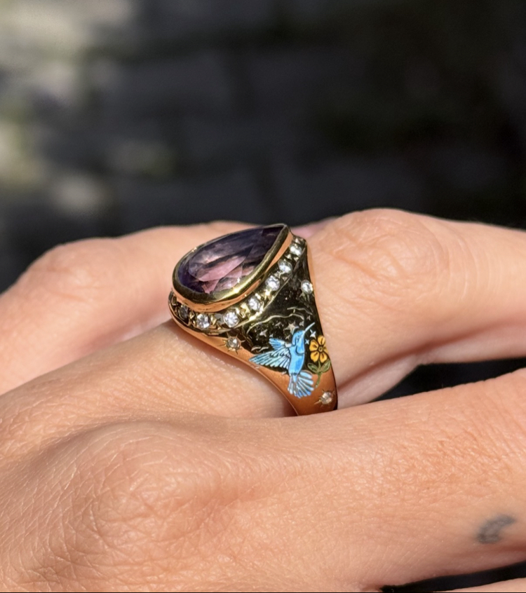 Amethyst nightingale yüzük