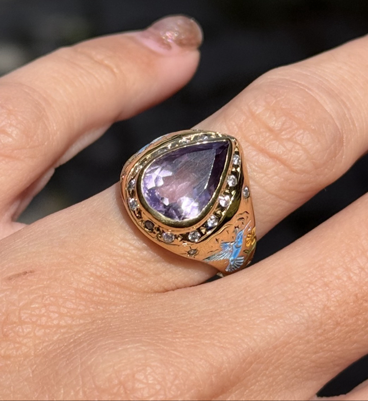 Amethyst nightingale yüzük