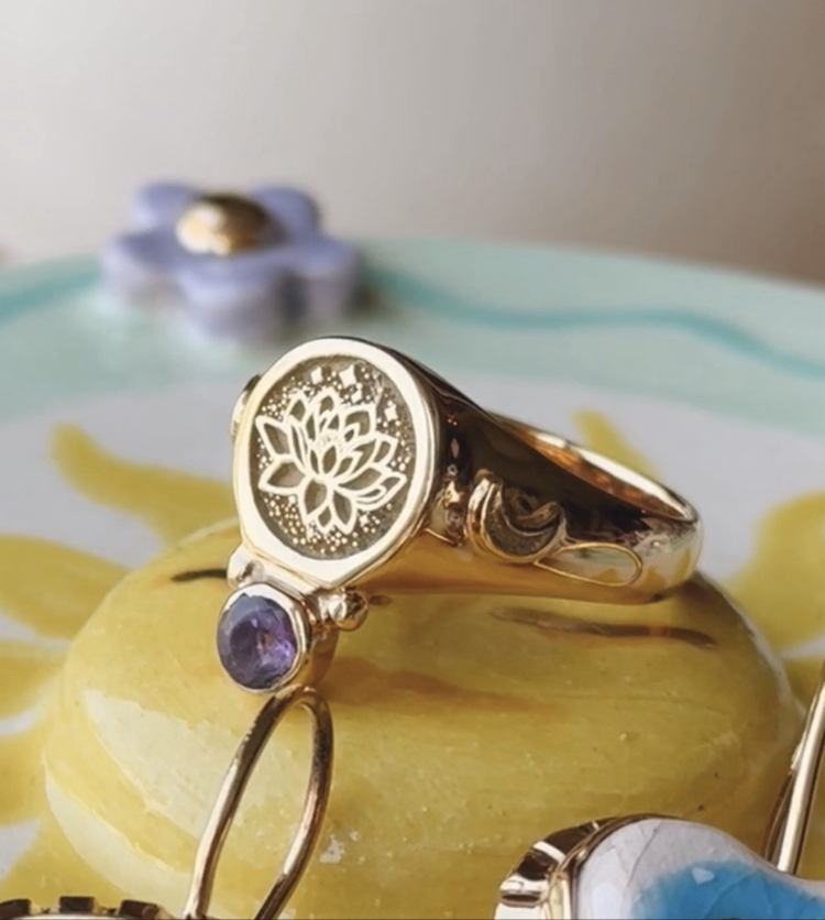 Lotus ametist yüzük