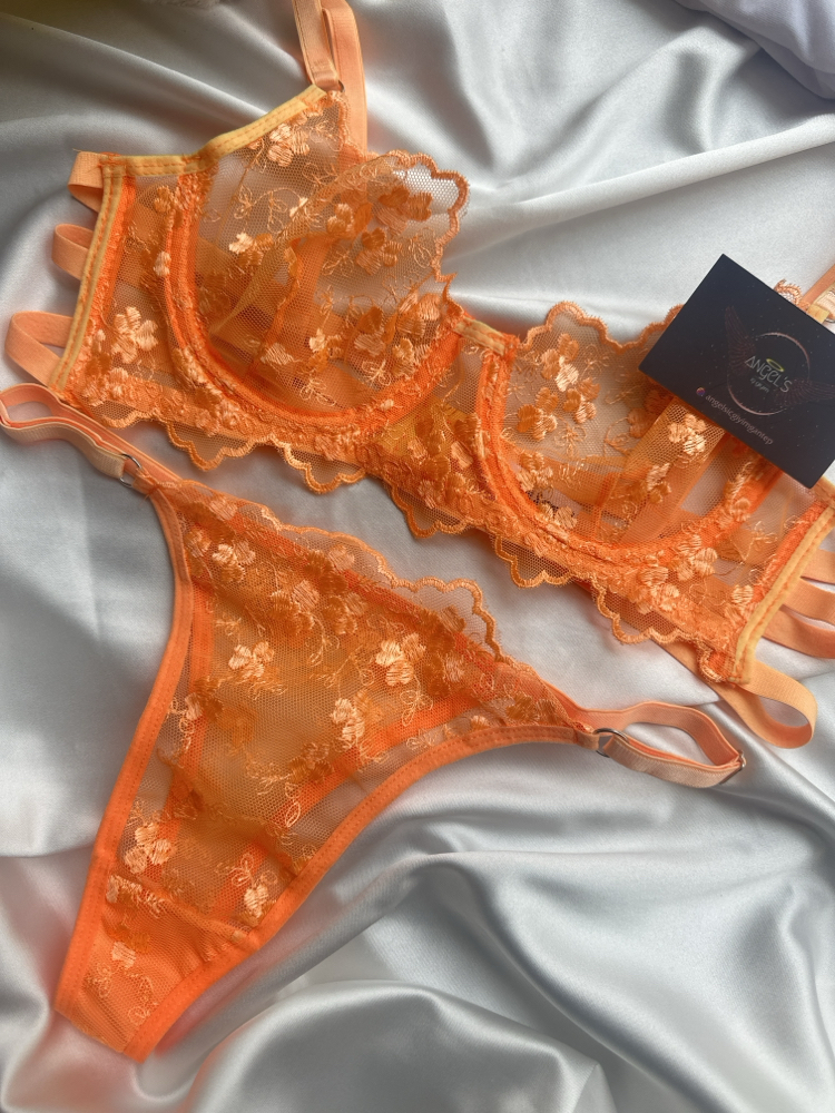Neon turuncu bralet takım