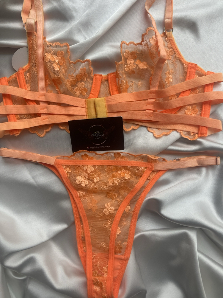Neon turuncu bralet takım