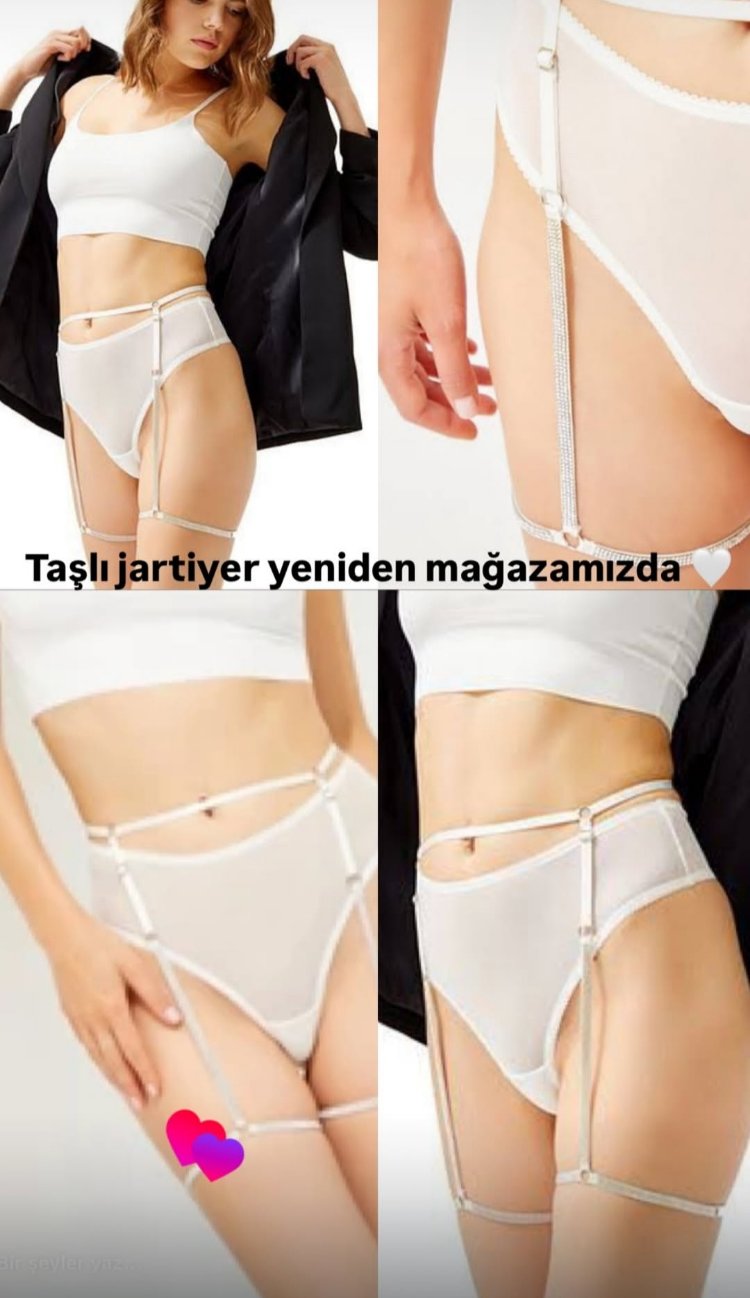 beyaz jartiyer set