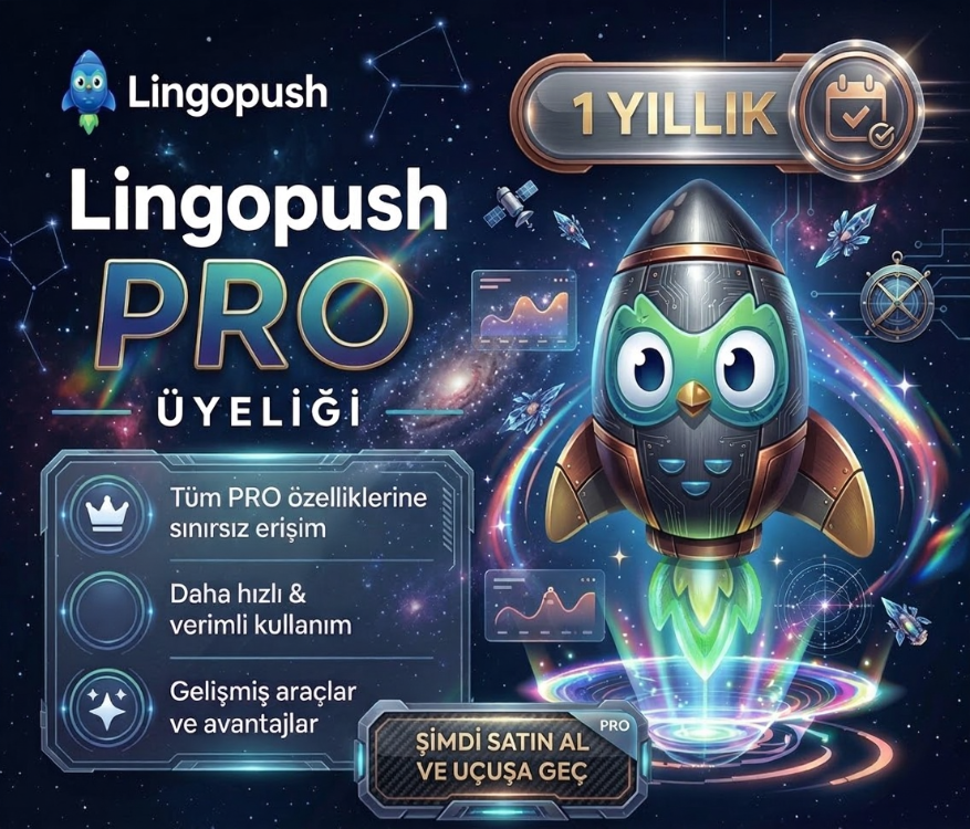 1 Yıllık LingoPush PRO ( Efsane Fırsat - Aylığı Sadece 37 TL)