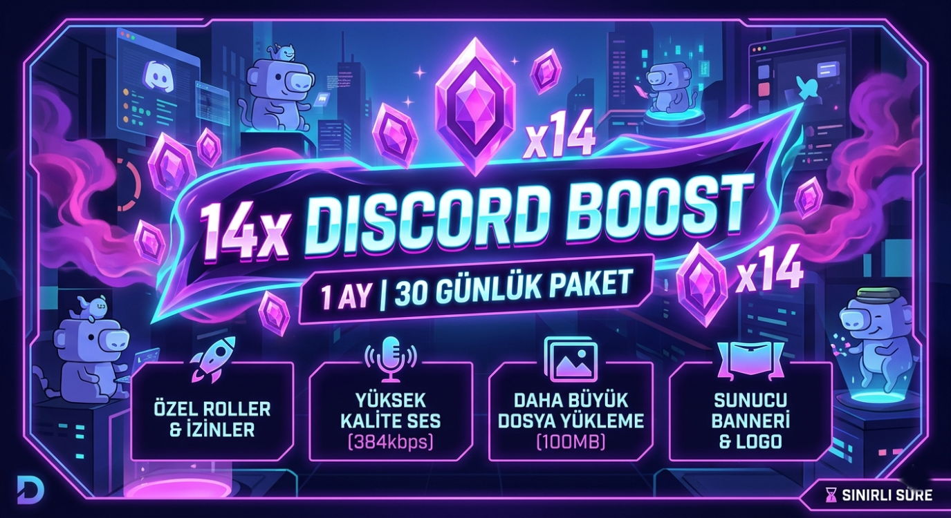    [1 Aylık] Discord 14x Server Boost | Botsuz | Anlık