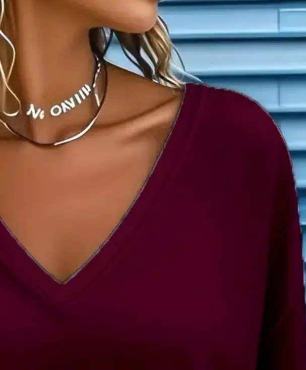 Kadın Uzun Kollu V Yakalı Viskon Iki Iplik Bluz