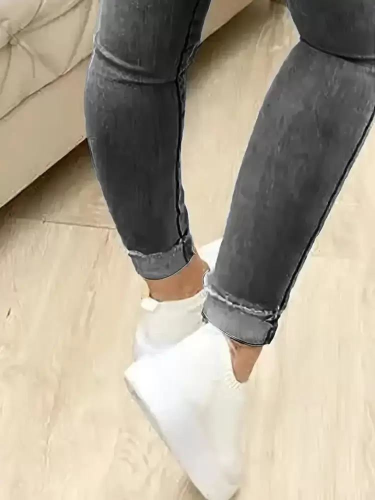 Kadın Yüksek Bel önden Düğmeli Jean Pantolon